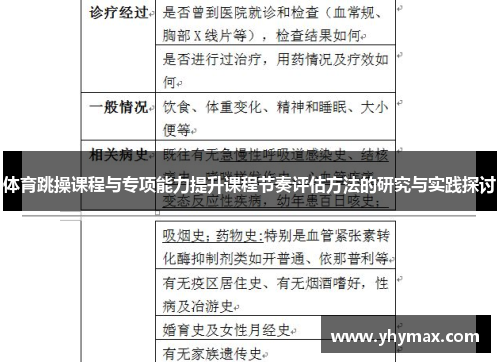 体育跳操课程与专项能力提升课程节奏评估方法的研究与实践探讨